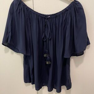 Lilly Pulitzer Navy Off-Shoulder Blouse